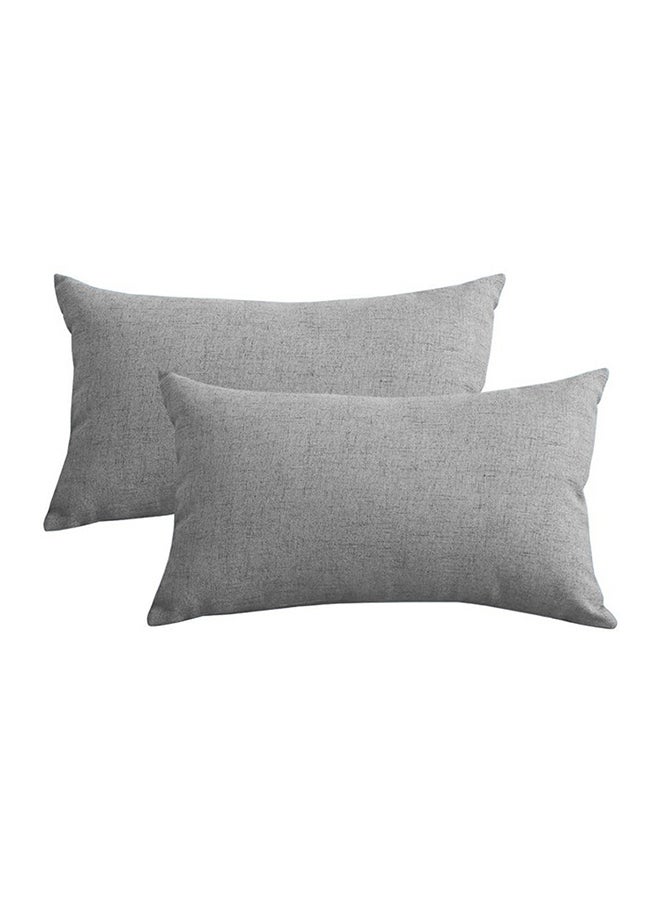 REGAL IN HOUSE - 2 Pieces Linen Decorative Cushion Set Solid Design Light Gray 30x50centimeter - Image 1