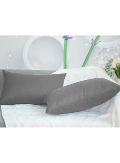 REGAL IN HOUSE 2 Pieces Linen Decorative Cushion Set Solid Design Light Gray 30x50centimeter  - Image 3