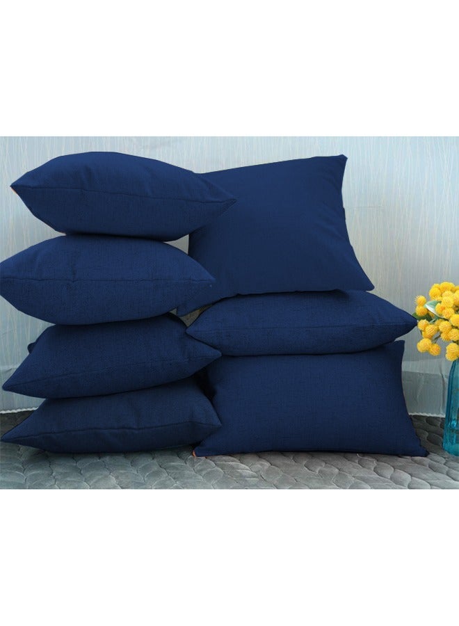REGAL IN HOUSE - 2 Pieces Linen Decorative Cushion Set Solid Design Dark Blue 30x50cm - Image 1