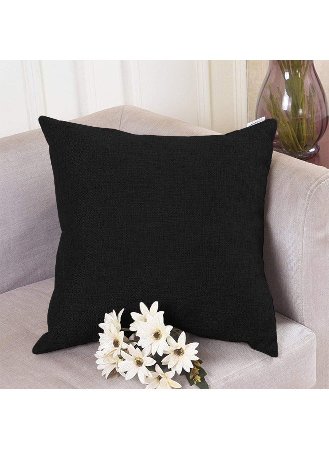 REGAL IN HOUSE square Linen Decorative Cushions Solid Design combination Black 45x45cm  - Image 2