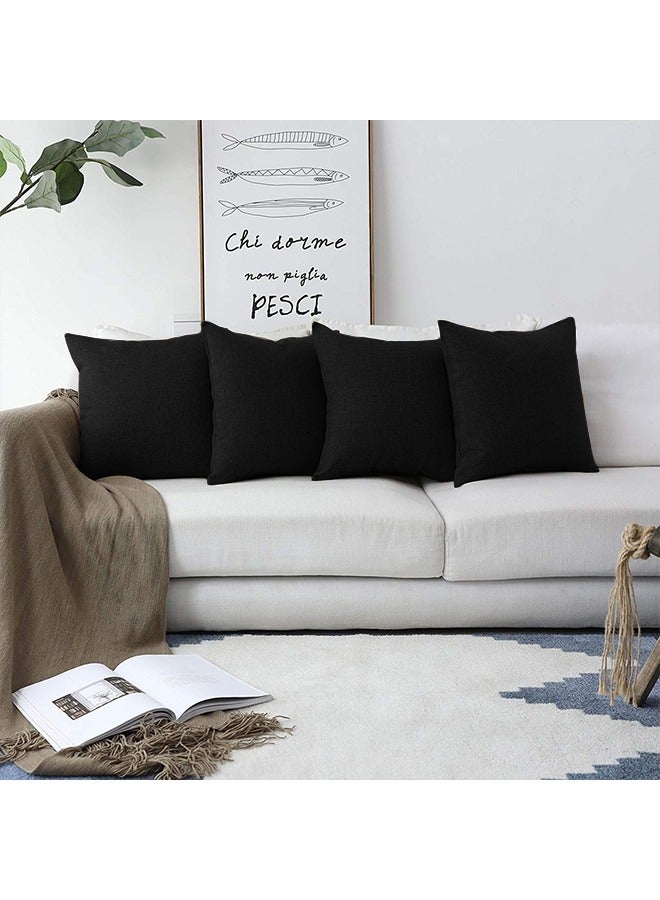 REGAL IN HOUSE square Linen Decorative Cushions Solid Design combination Black 45x45cm  - Image 3