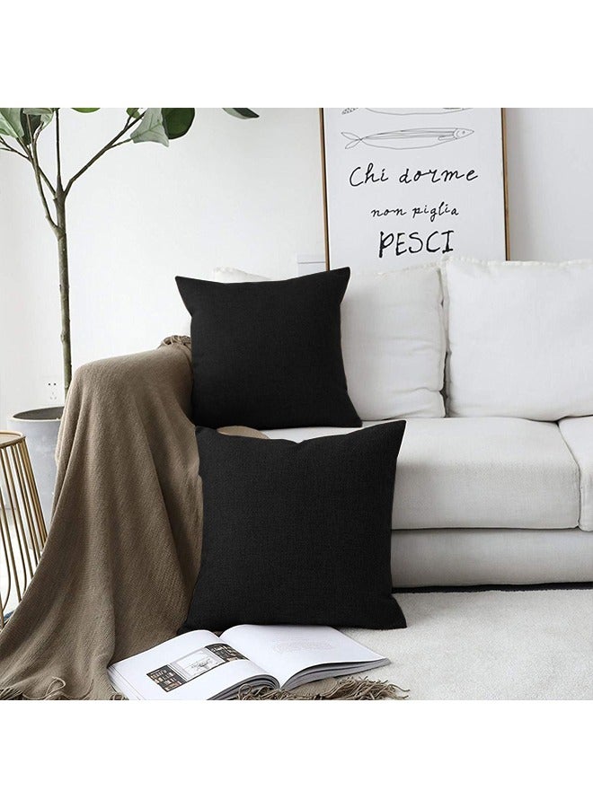 REGAL IN HOUSE square Linen Decorative Cushions Solid Design combination Black 45x45cm  - Image 4