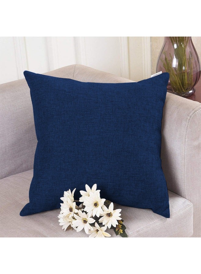 REGAL IN HOUSE square Linen Decorative Cushions Solid Design combination Dark Blue 45x45cm  - Image 2