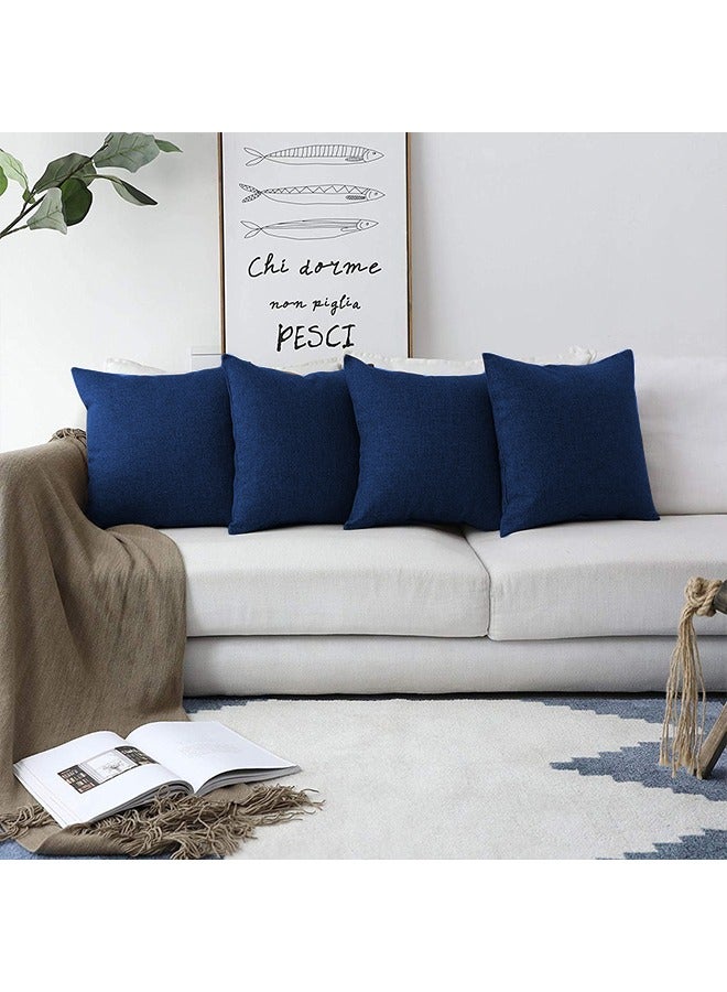 REGAL IN HOUSE square Linen Decorative Cushions Solid Design combination Dark Blue 45x45cm  - Image 3