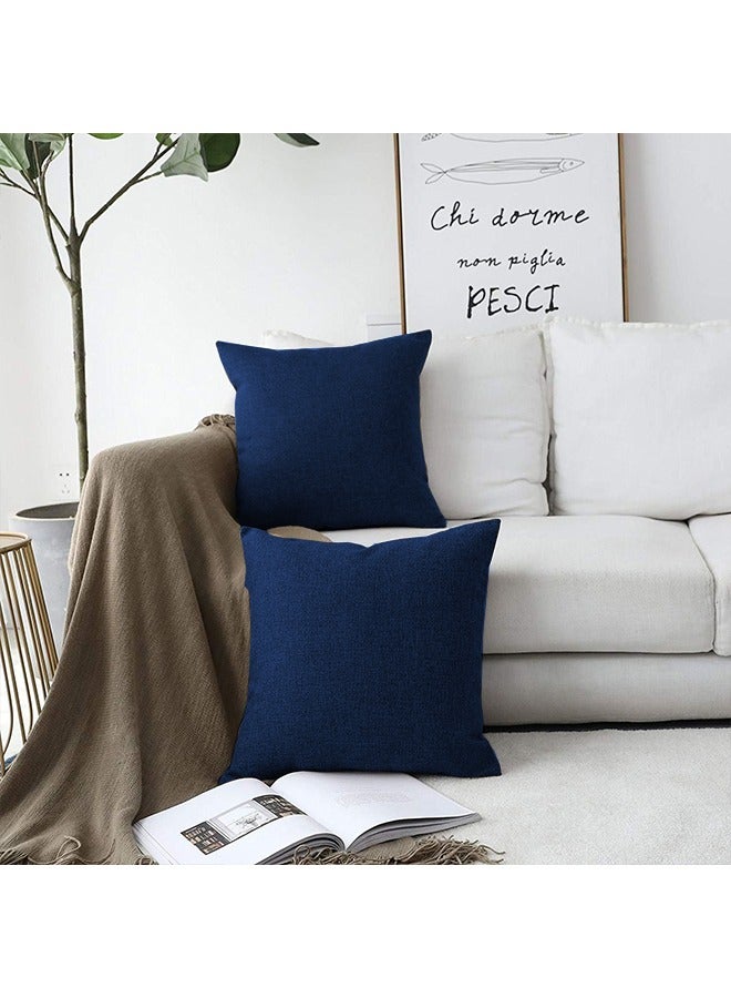 REGAL IN HOUSE square Linen Decorative Cushions Solid Design Combination Dark Blue 45x45centimeter  - Image 4