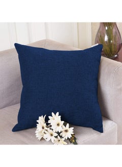 REGAL IN HOUSE square Linen Decorative Cushions Solid Design Combination Dark Blue 45x45centimeter  - Image 2