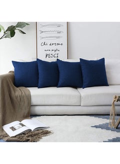 REGAL IN HOUSE square Linen Decorative Cushions Solid Design Combination Dark Blue 45x45centimeter  - Image 3