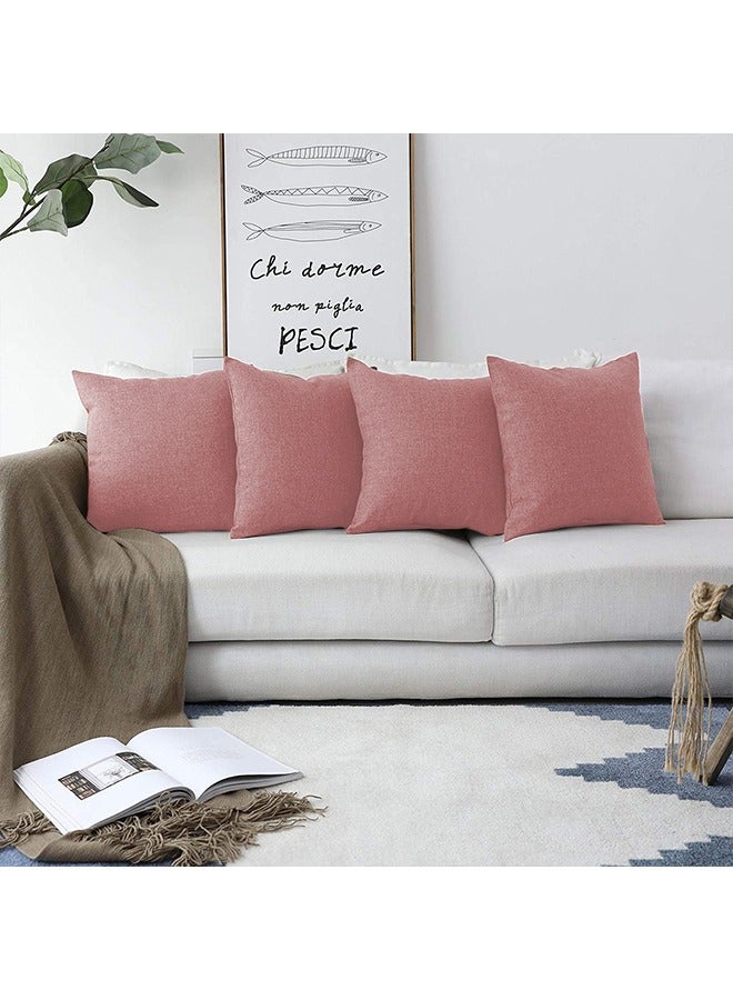 REGAL IN HOUSE square Linen Decorative Cushions Solid Design Combination Dark Pink 45x45centimeter  - Image 3