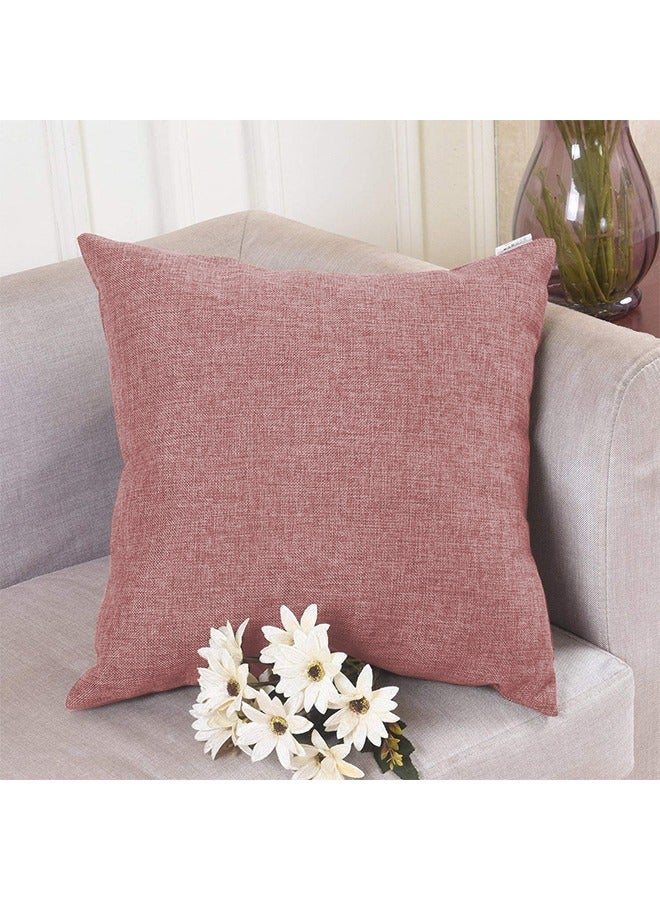 REGAL IN HOUSE square Linen Decorative Cushions Solid Design Combination Dark Pink 45x45centimeter  - Image 2