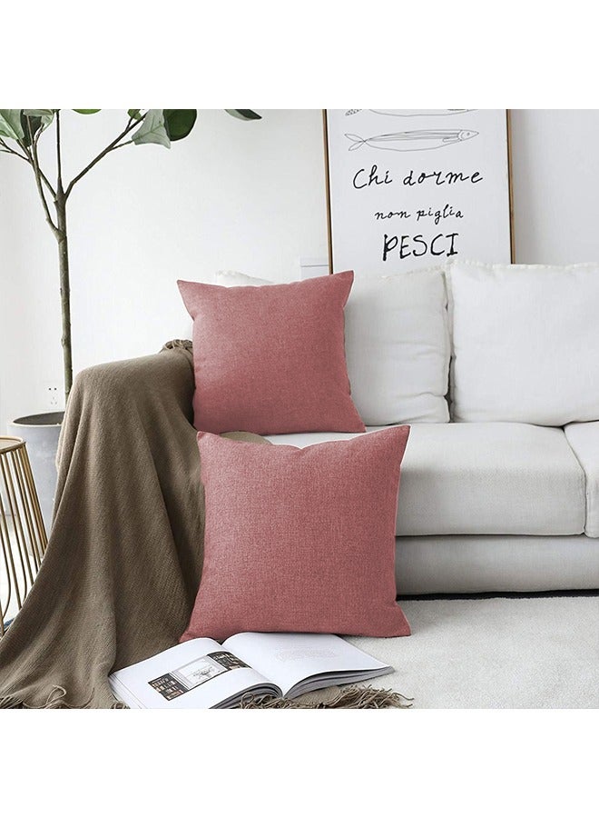REGAL IN HOUSE square Linen Decorative Cushions Solid Design Combination Dark Pink 45x45centimeter  - Image 4