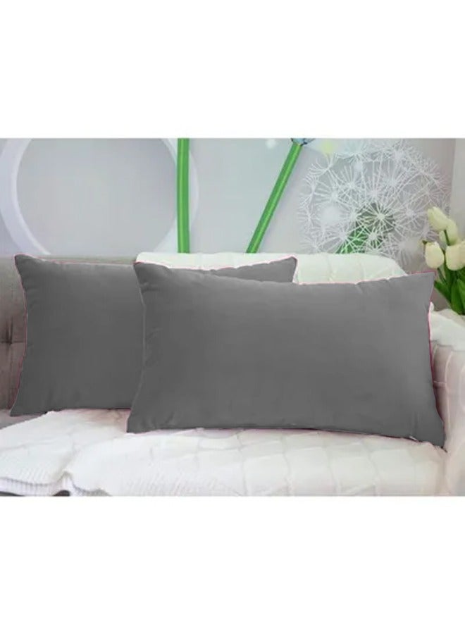 2 Pieces Velvet Decorative Cushion Set Solid Design Gray 30x50cm - v1675177607/N50167125A_2