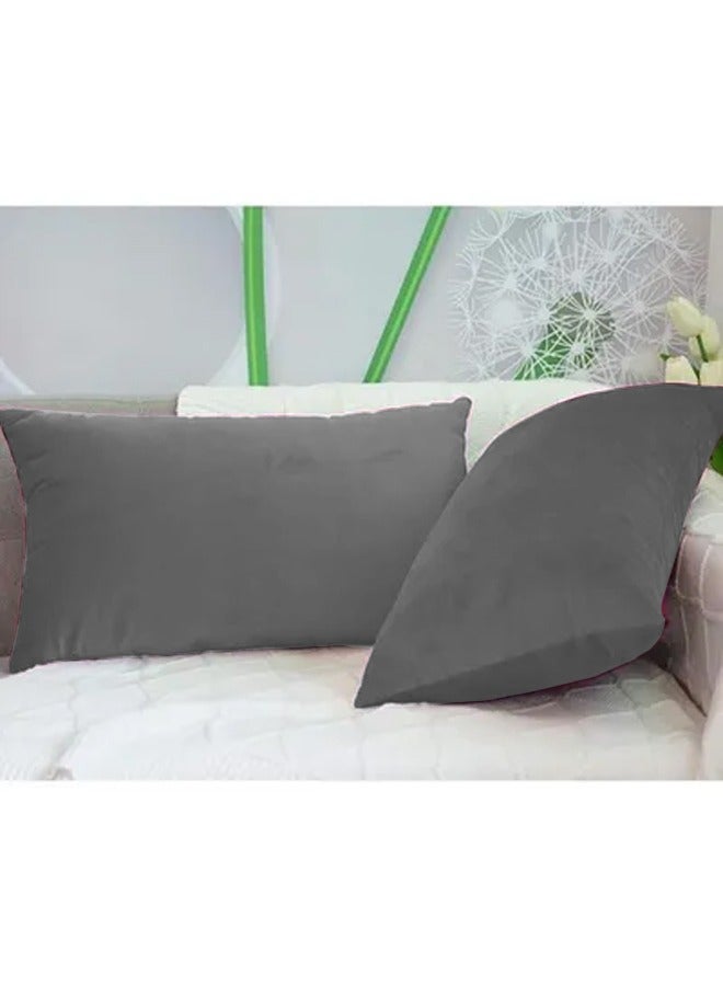 2 Pieces Velvet Decorative Cushion Set Solid Design Gray 30x50cm - v1675177607/N50167125A_3