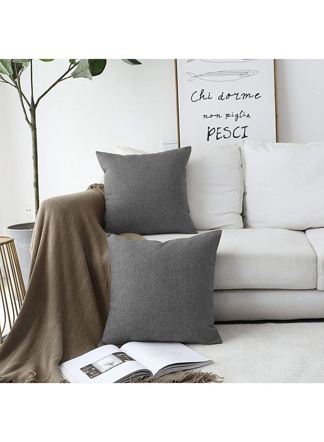 4 Pieces Linen Decorative Cushion Set Solid Design combination Light Gray 45x45cm - v1675177614/N37811541A_4