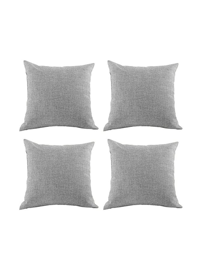 4 Pieces Linen Decorative Cushion Set Solid Design combination Light Gray 45x45cm - v1675177615/N37811541A_1