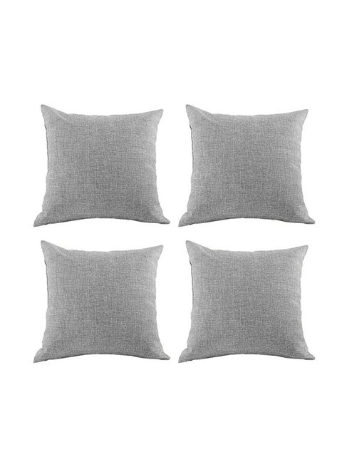4 Pieces Linen Decorative Cushion Set Solid Design combination Light Gray 45x45cm