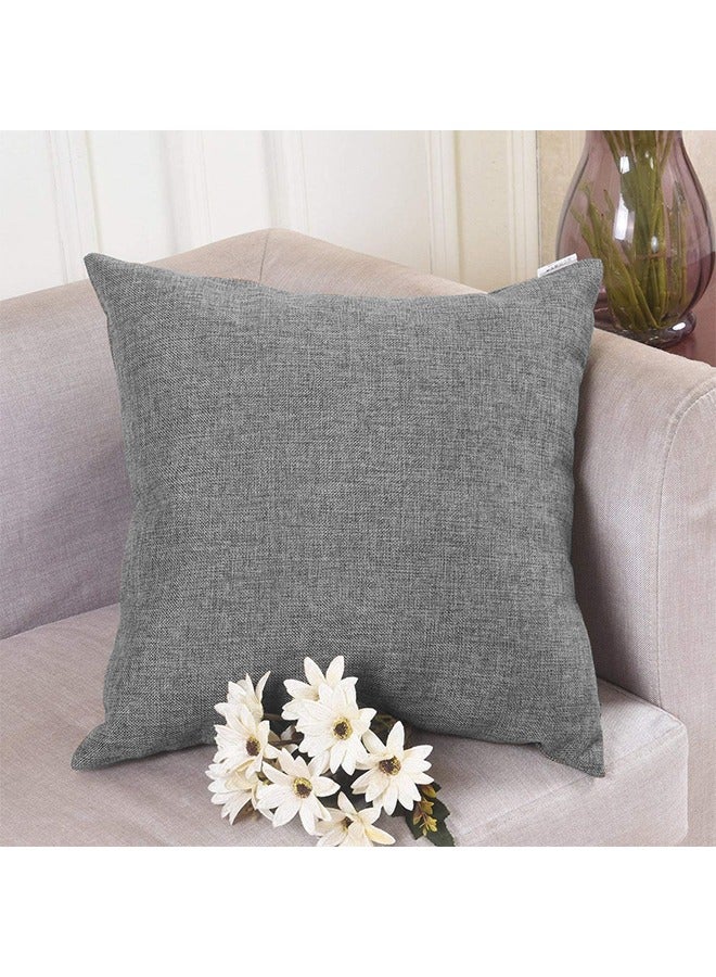4 Pieces Linen Decorative Cushion Set Solid Design combination Light Gray 45x45cm - v1675177615/N37811541A_2