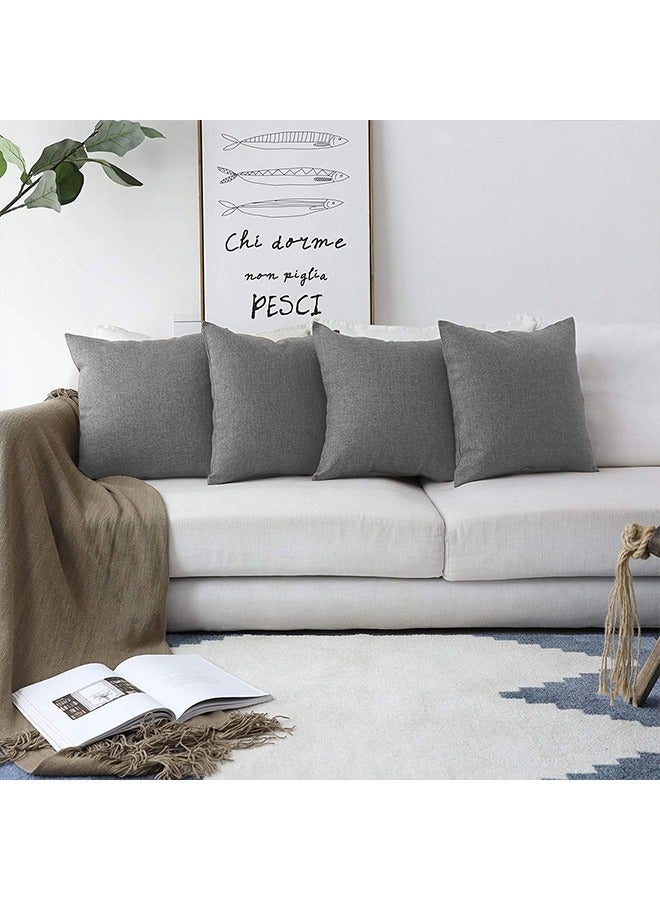4 Pieces Linen Decorative Cushion Set Solid Design combination Light Gray 45x45cm - v1675177615/N37811541A_3