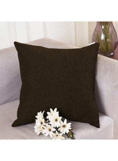 REGAL IN HOUSE 4 Pieces Linen Decorative Cushion Set Solid Design combination Dark Brown 45x45cm  - Image 2