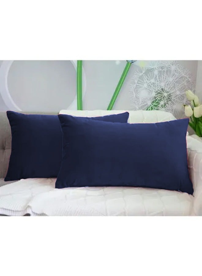 بينيفت إن هاوس | طقم وسائد ديكور عدد 2 مستطيلة الشكل مخملية بتصميم سادة كحلي 30x50سم - Image 2