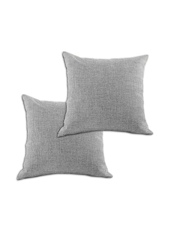 REGAL IN HOUSE - 2 Pieces Linen Decorative Cushion Set Combination Light Gray 45x45centimeter - Image 1