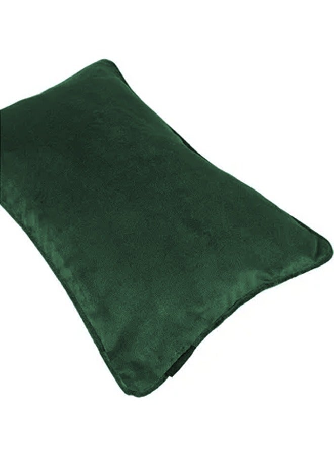 REGAL IN HOUSE - Rectangular Velvet Decorative Cushions Solid Design Polyester Dark Green 50x30cm - Image 1