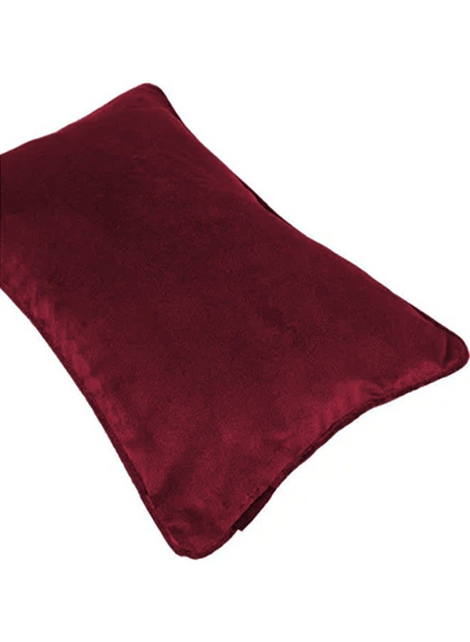 REGAL IN HOUSE Rectangular Velvet Decorative Cushions Solid Design Polyester Burgundy 50x30centimeter  - Image 2