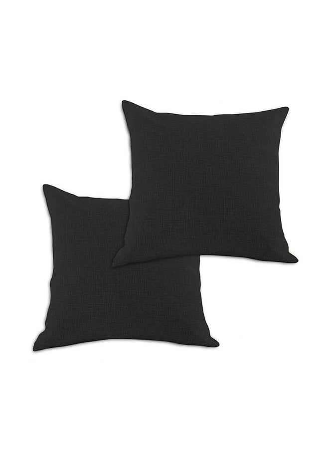 REGAL IN HOUSE 2 Pieces Linen Decorative Cushion Set Linen Black 45x45cm - Image 1