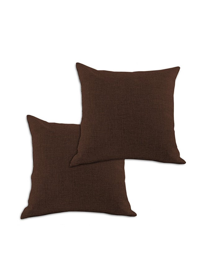 REGAL IN HOUSE 2 Pieces Linen Decorative Cushion Set Linen Dark Brown 45x45cm  - Image 1