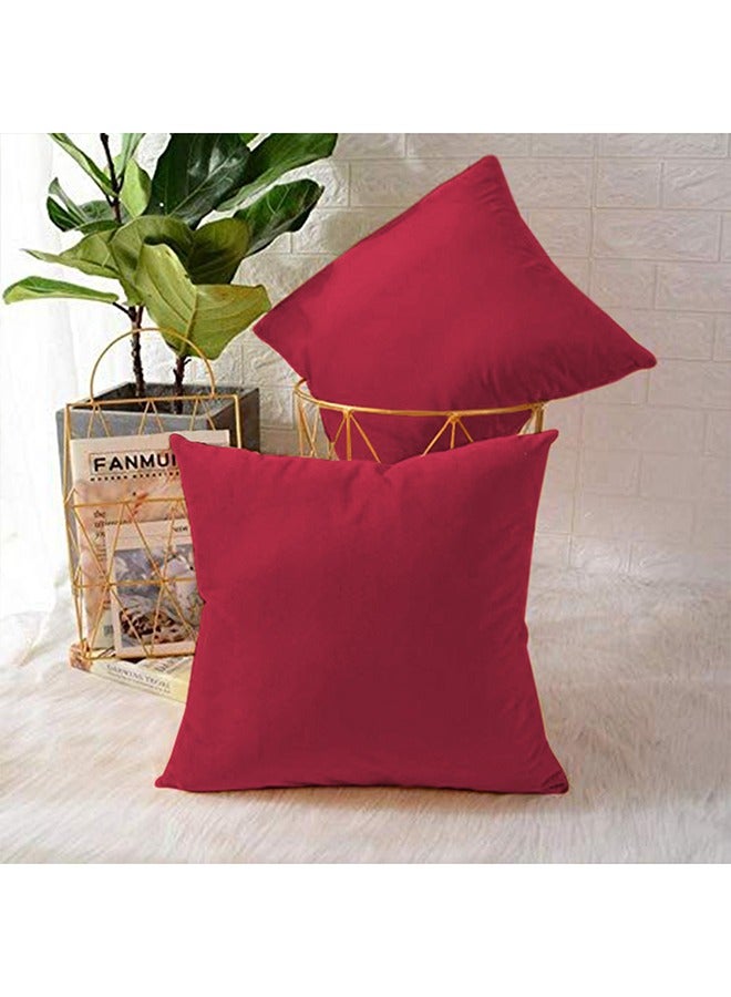 PENHALIGON'S 5 Pieces Velvet Soft Decorative Cushion Set Solid Design Burgundy 45x45cm - Image 2