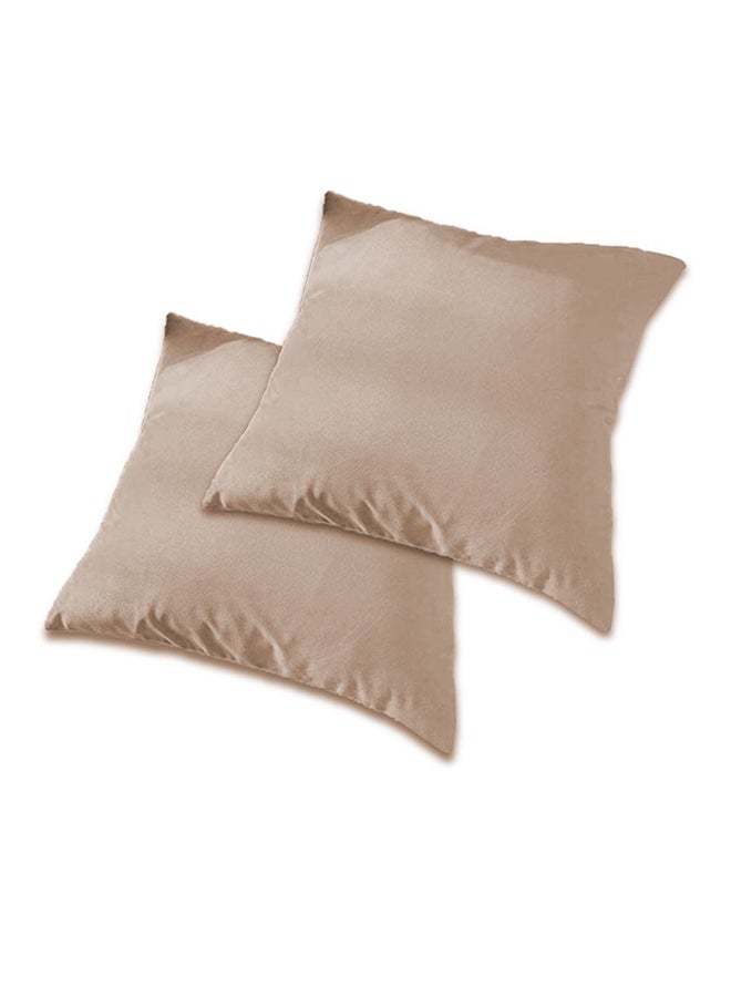 AMERICAN POLO - 2 Pieces Velvet Soft Decorative Cushion Set Solid Design Beige 45x45cm - Image 1