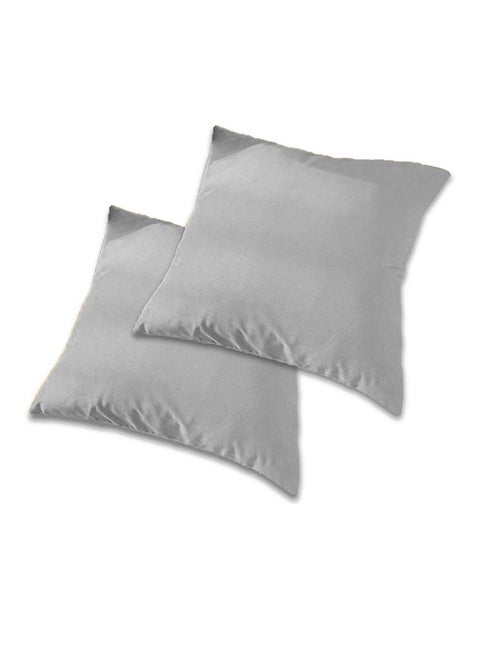 2 Pieces Velvet Soft Decorative Cushion Set Solid Design Gray 45x45cm