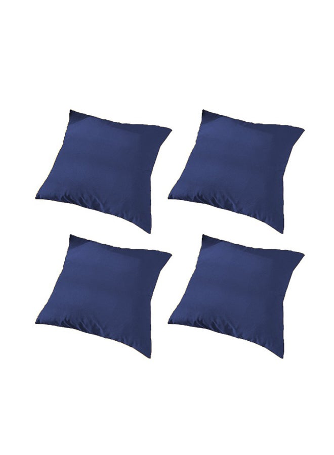 AMERICAN POLO 4 Pieces Velvet Soft Decorative Cushion Set Solid Design Dark Blue 45x45cm  - Image 1