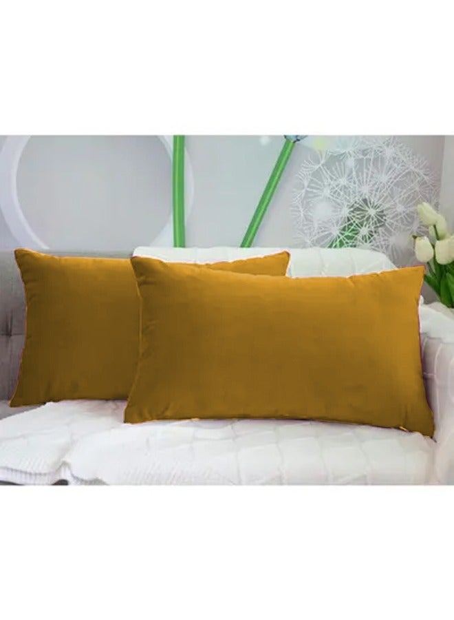 AMERICAN POLO 2 Pieces Velvet Decorative Cushion Set Solid Design Gold 30x50cm - Image 2