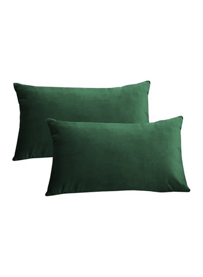 2 Pieces Velvet Decorative Cushion Set Solid Design Dark Green 30x50cm - v1675177881/N49767352A_1