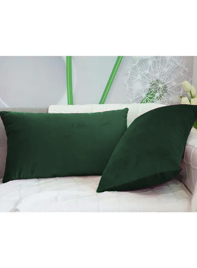 2 Pieces Velvet Decorative Cushion Set Solid Design Dark Green 30x50cm - v1675177881/N49767352A_3