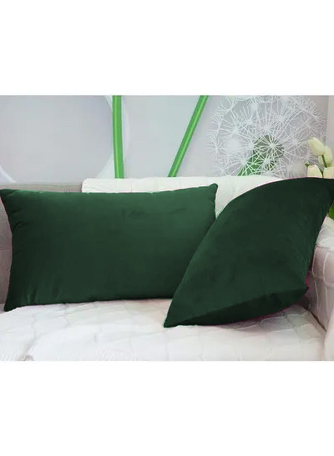 AMERICAN POLO 2 Pieces Velvet Decorative Cushion Set Solid Design Dark Green 30x50cm - Image 3