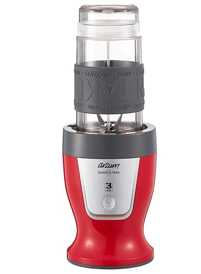 Arzum Personal Blender - 300w 570 ml 300 W AR1032 Red/Grey/Clear  - Image 3