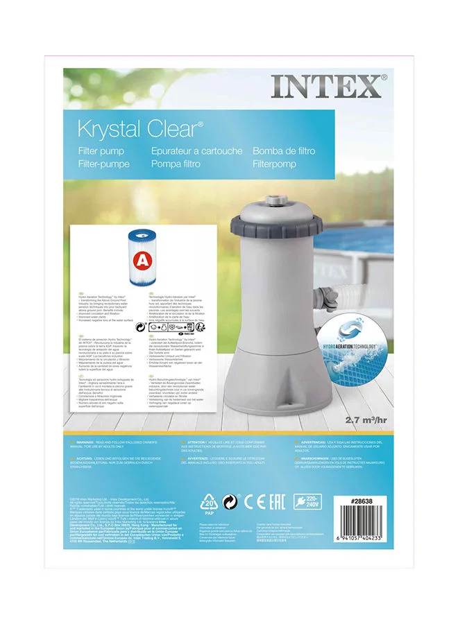 INTEX Intex Cartridge Filter Pump – 1000 Gallons, 220-240V – Efficient Pool Water Circulation 254x254x464cm