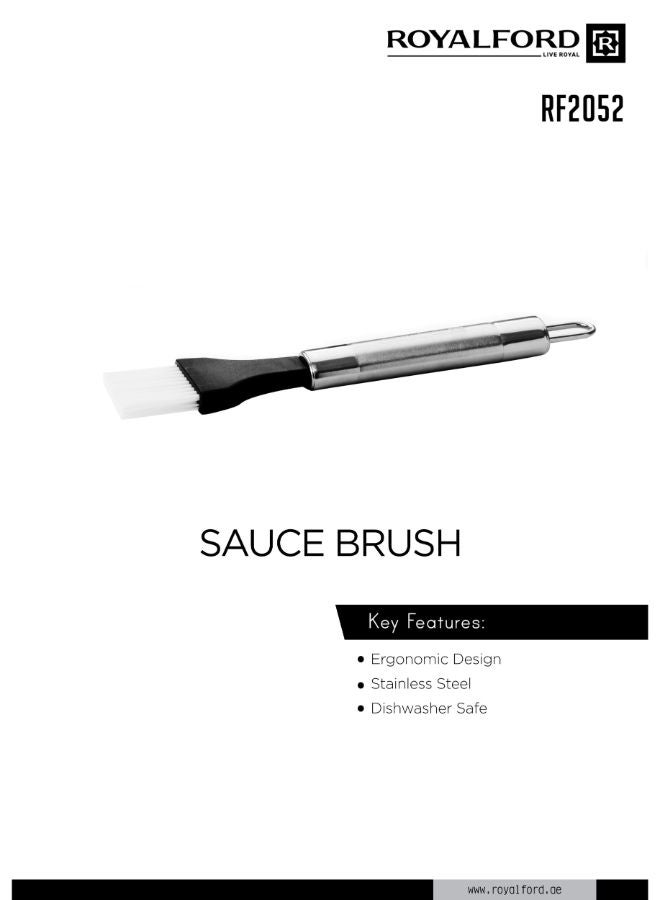 Royalford - Stainless Steel + Nylon Sauce Brush Multi Color Dishwasher-Safe Marks And Stain Resistant Ergonomic And Hygienic Design 20.5x4cm - Image 1