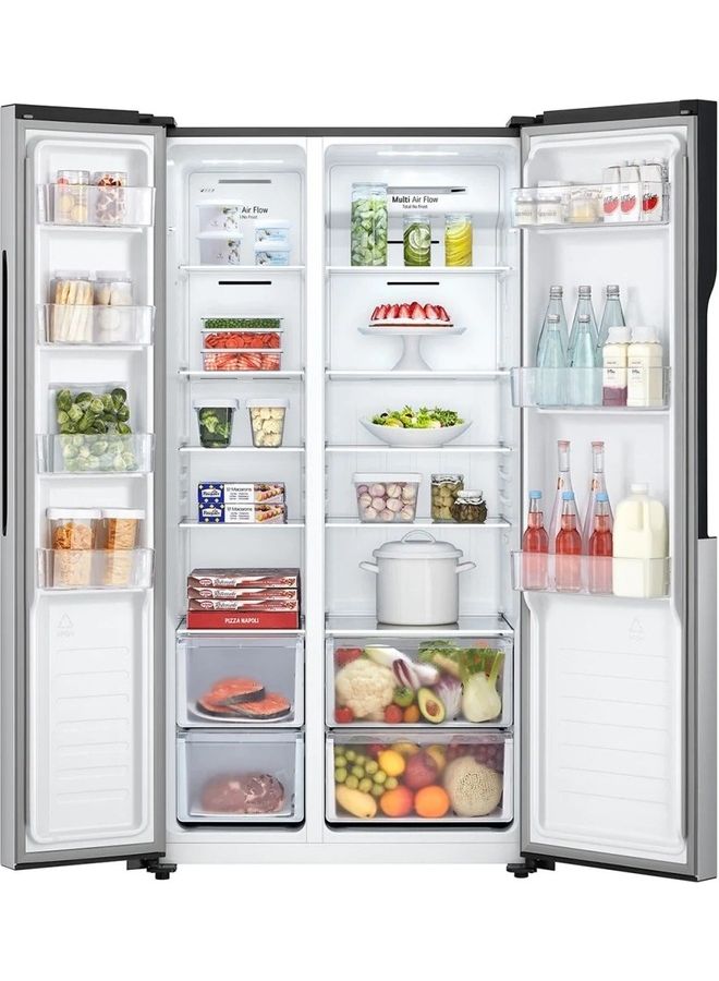 LG - Side By Side Inverter Motor Refrigerator 519 Litres 18 Cubic Feet Total No Frost Touch Control Multi Air Flow LED Lighting GCFB507PQAM Stainless - Image 1
