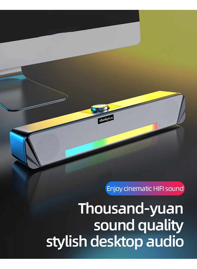 Lenovo - Thinkplus TV computer desktop wired soundbar TS33 speaker USB connection with Bluetooth function TS33-B Black - Image 1
