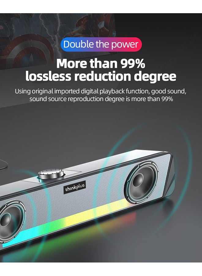 Lenovo - Thinkplus TV computer desktop wired soundbar TS33 speaker USB connection with Bluetooth function TS33-B Black - Image 1