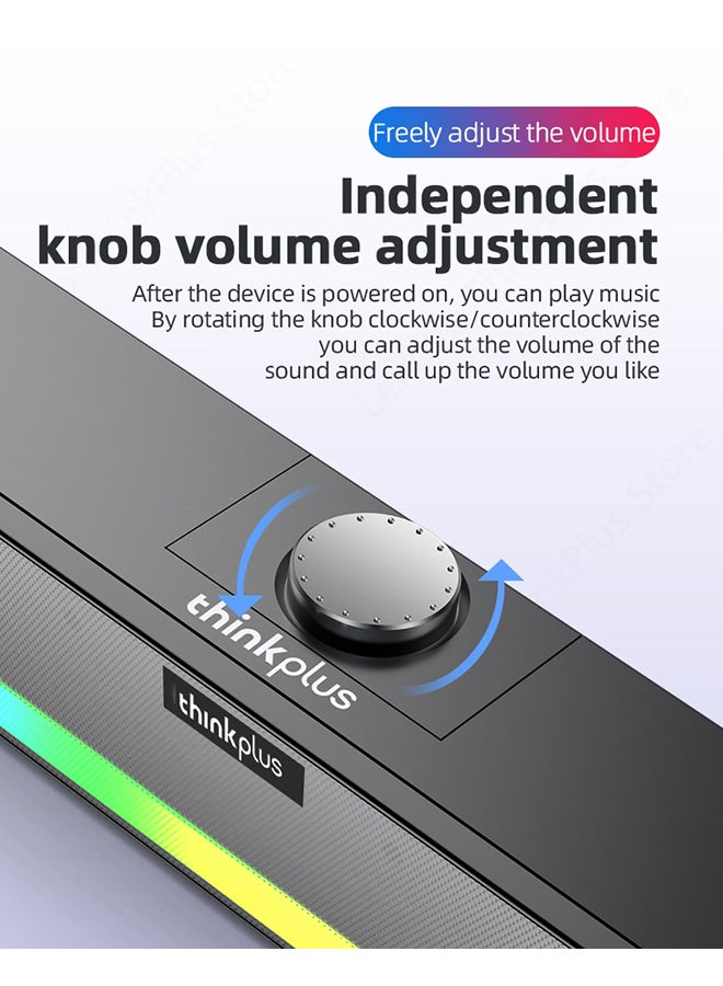 Lenovo - Thinkplus TV computer desktop wired soundbar TS33 speaker USB connection with Bluetooth function TS33-B Black - Image 1