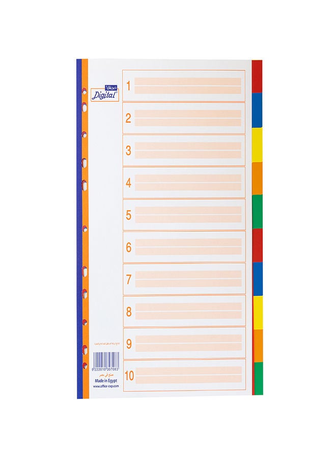Generic - Digital A4 PVC Index Dividers 10 Tabs - Colored Colored - Image 1