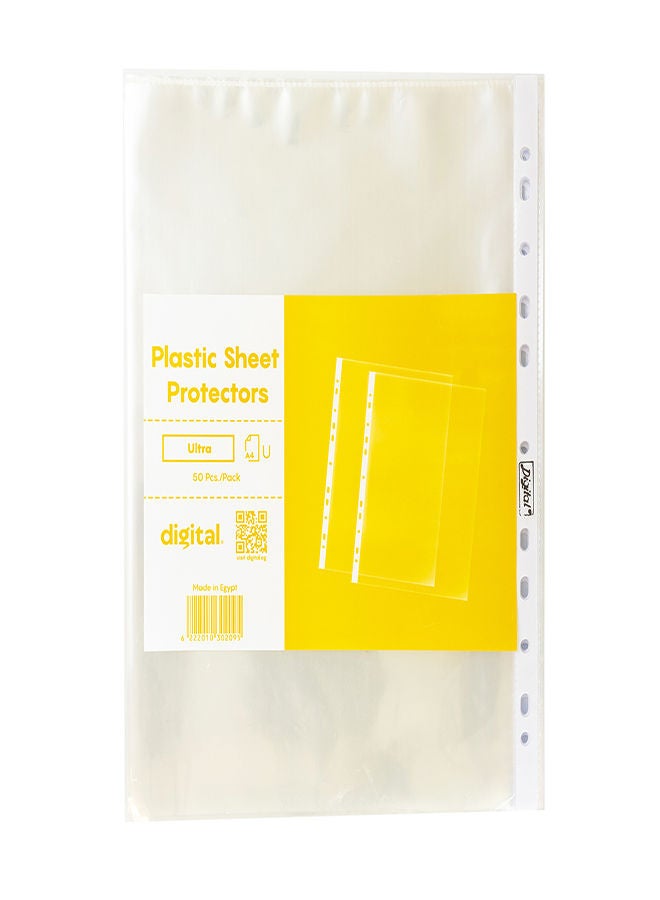 Digital - Digital Ultra Sheet Protectors, U Shape, A4, 50 Pack, 80 Microns Clear - Image 1
