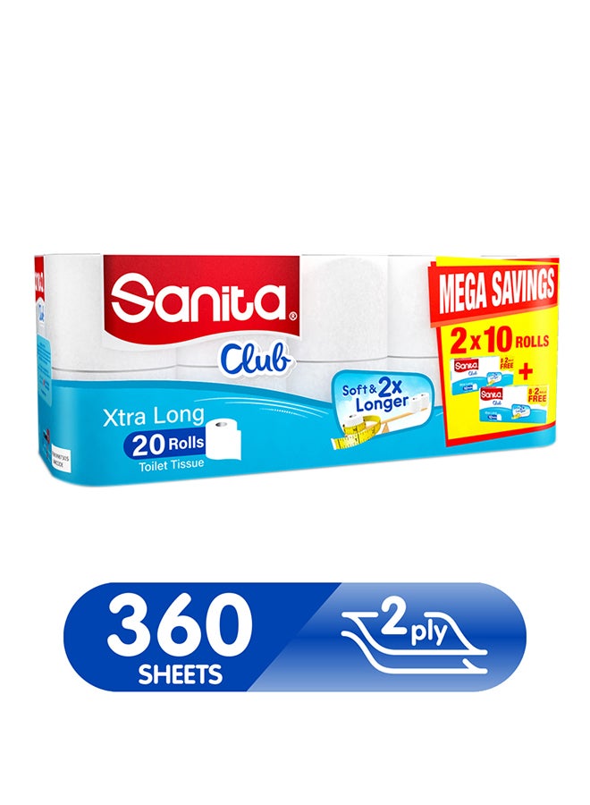 Sanita 2 Ply Toilet Tissue Plain White 20 Rolls  - Image 2