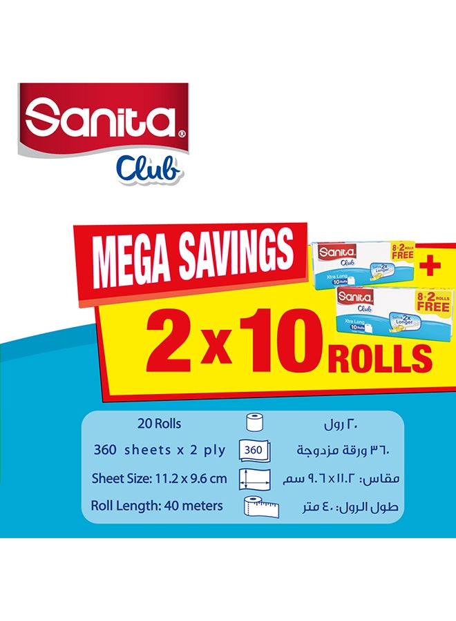 Sanita 2 Ply Toilet Tissue Plain White 20 Rolls  - Image 3