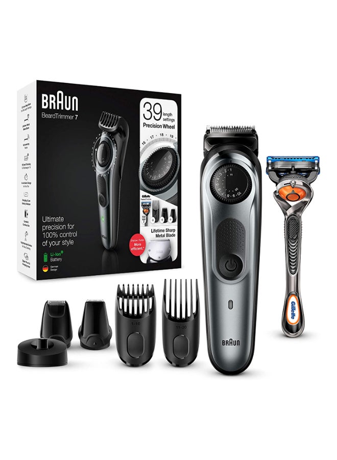 BRAUN - BT7240 Beard Trimmer with Precision Dial, 4 attachments And Gillette Fusion5 ProGlide Razor Silver 54*42*11cm - Image 1