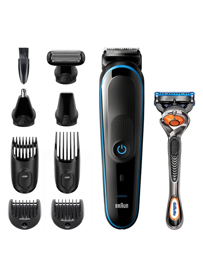 BRAUN - MGK5280 9-In-1 Beard Trimmer Set With Gillette Fusion5 ProGlide Razor Black/Blue - Image 1