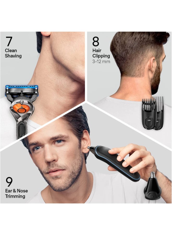 BRAUN - MGK5280 9-In-1 Beard Trimmer Set With Gillette Fusion5 ProGlide Razor Black/Blue - Image 1